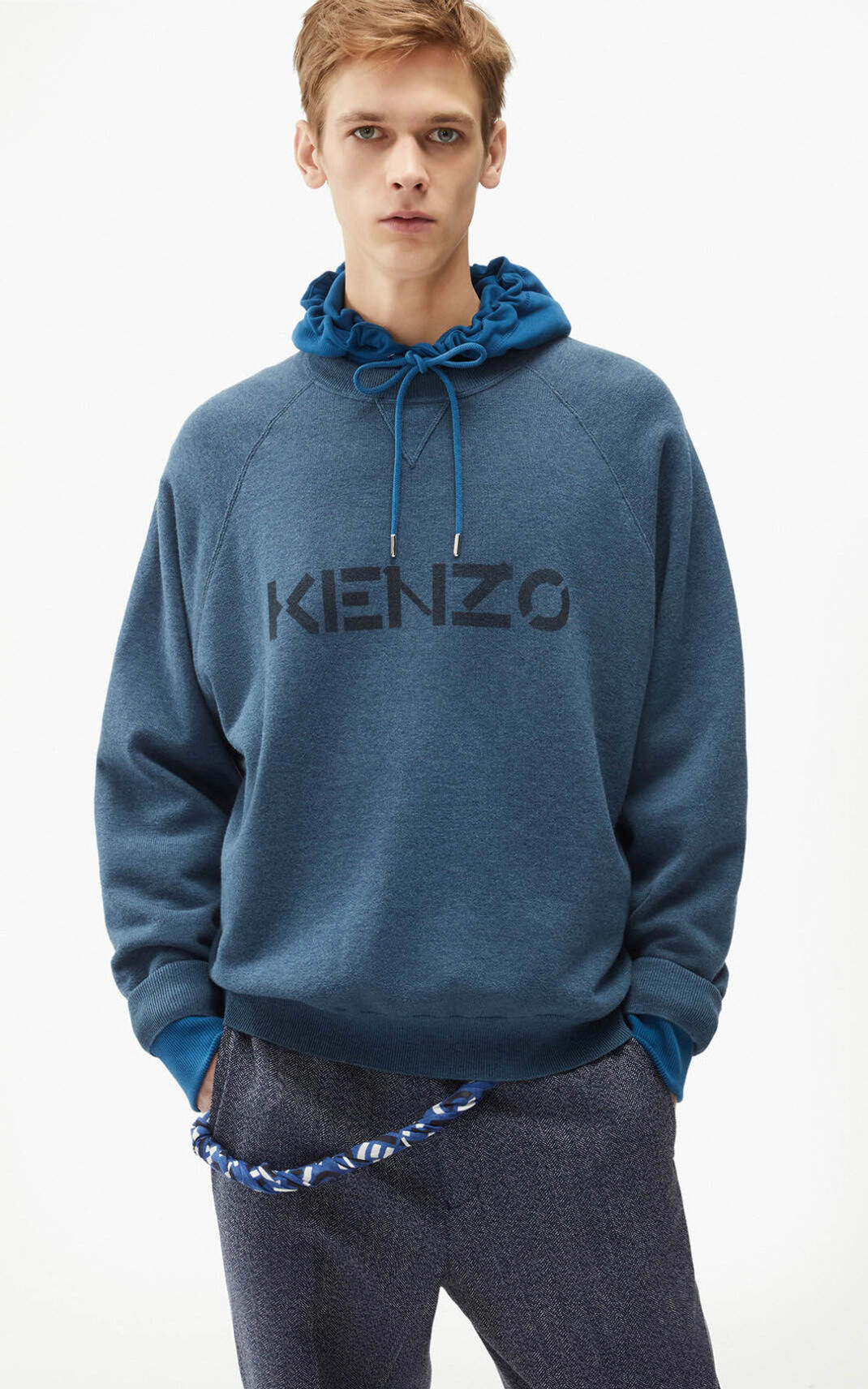 Kenzo logo πουλόβερ ανδρικα μπλε | GR338469